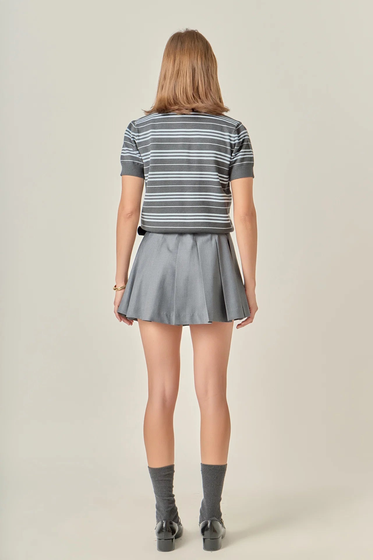 Striped Polo Knit Top