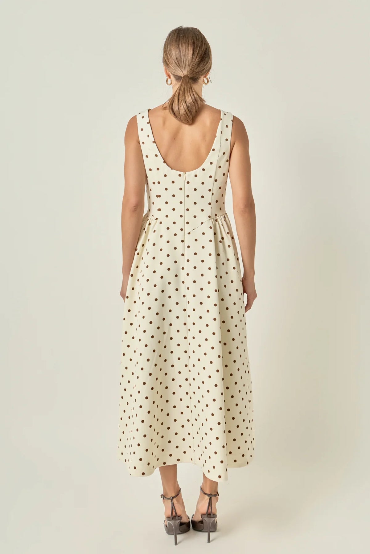 Polka Dot Sleeveless Midi Dress