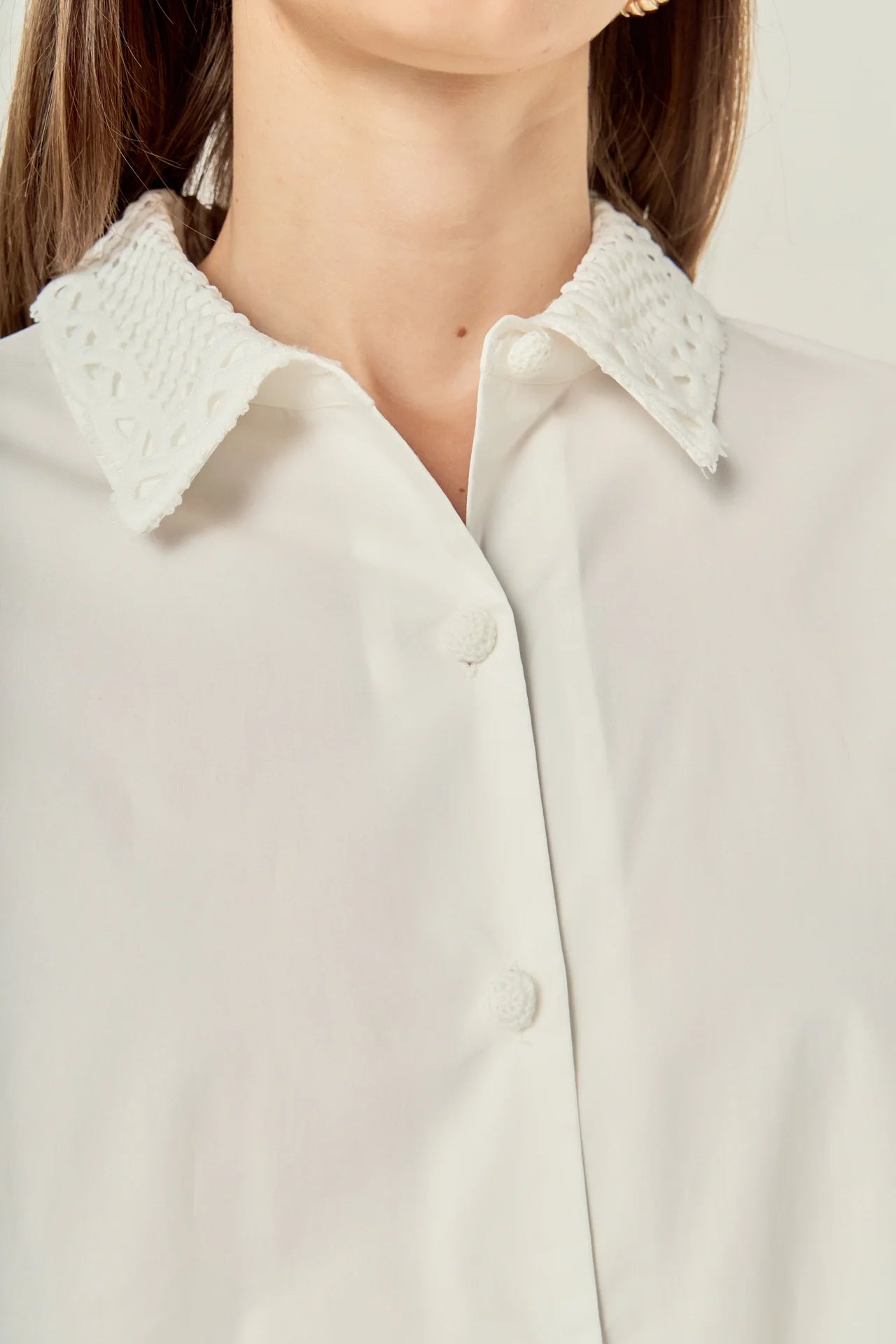 Lace Collar Balloon Sleeve Shirt