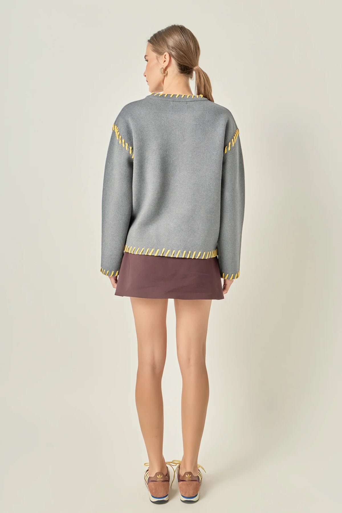 Heart Whipstitch Knit Sweater