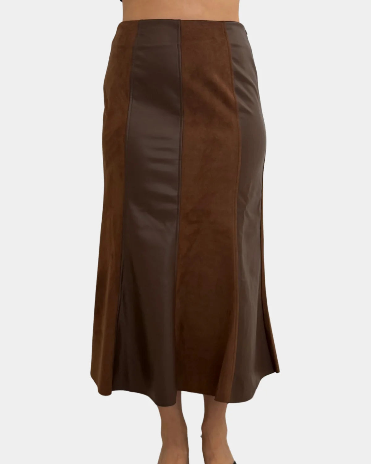 Suede Leather Panel Skirt