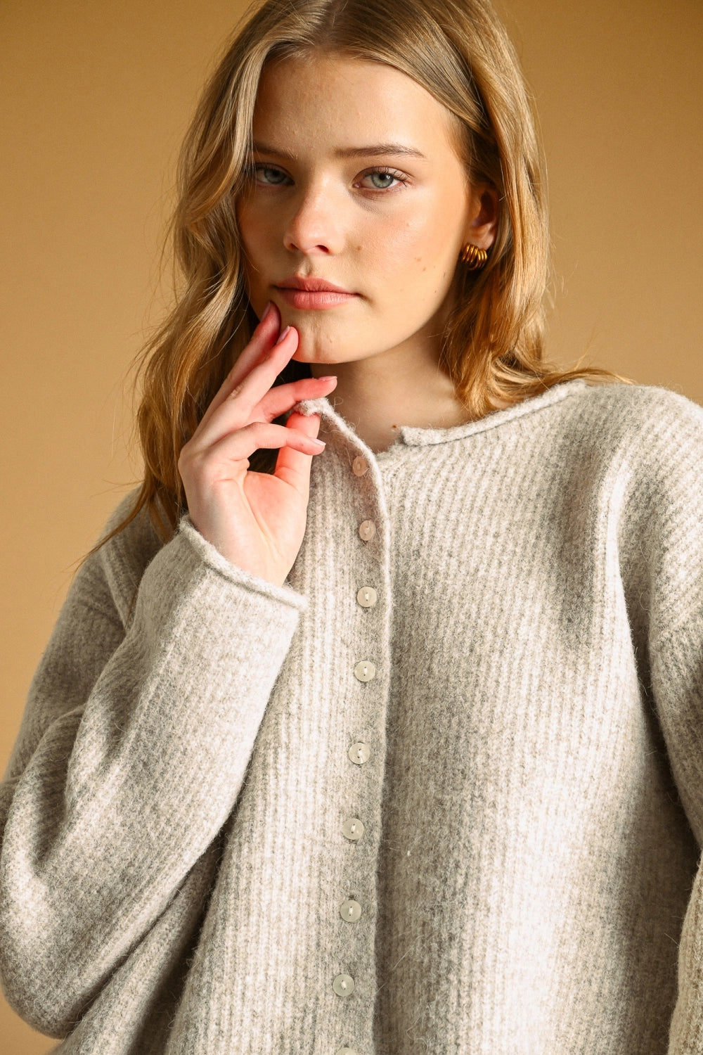 Button Front Ribbed Sweater Cardigan
