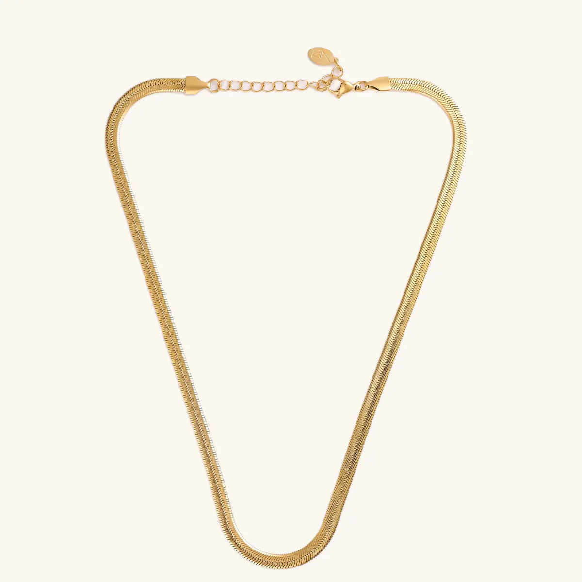 Gold Herringbone Necklaces- Stainless Steel - Wide 5MM