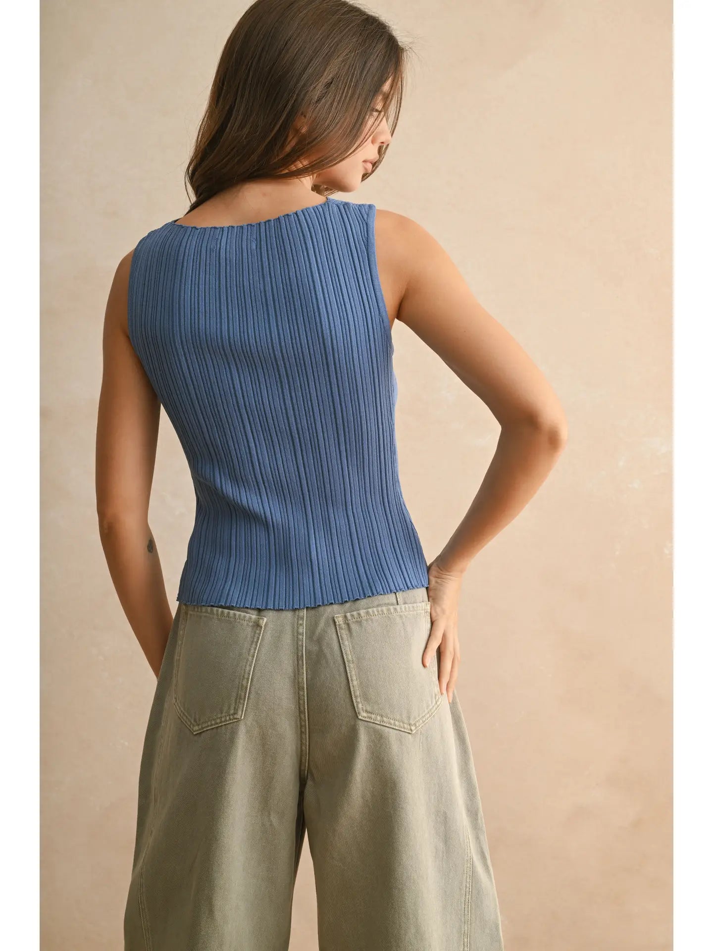 Viscose Ribbed Knitted Top