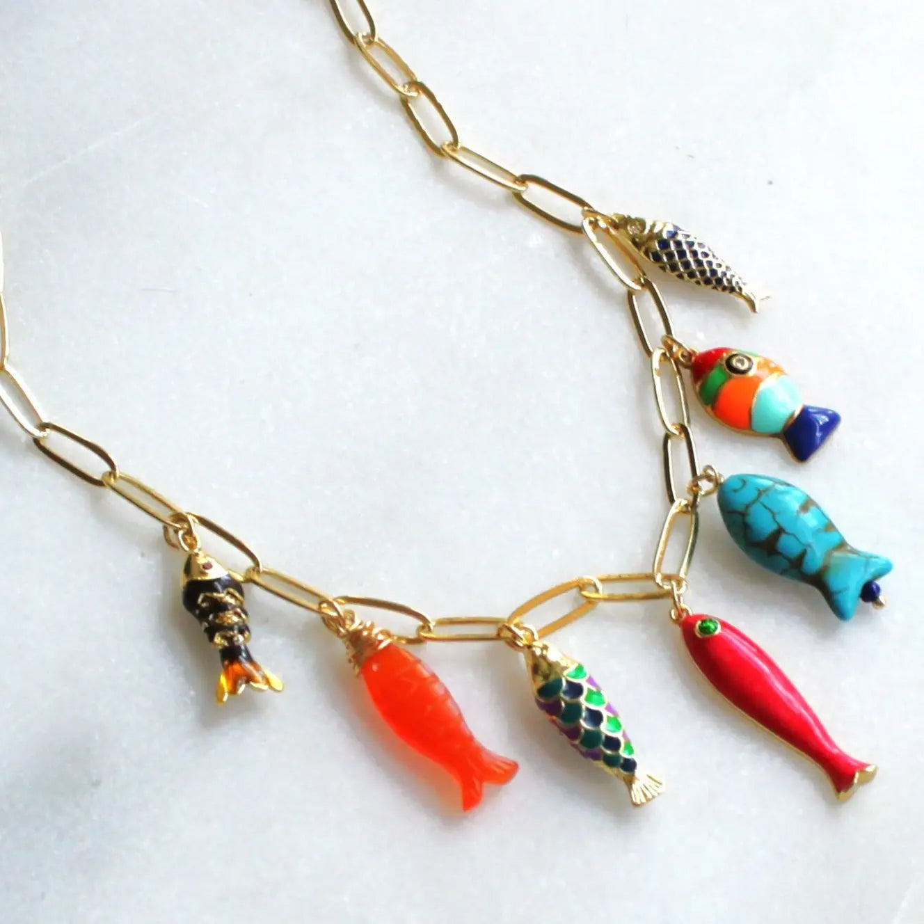 Colorful Fish Charm Necklace