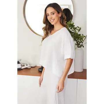 Linen Dolman Sleeve Crop Top