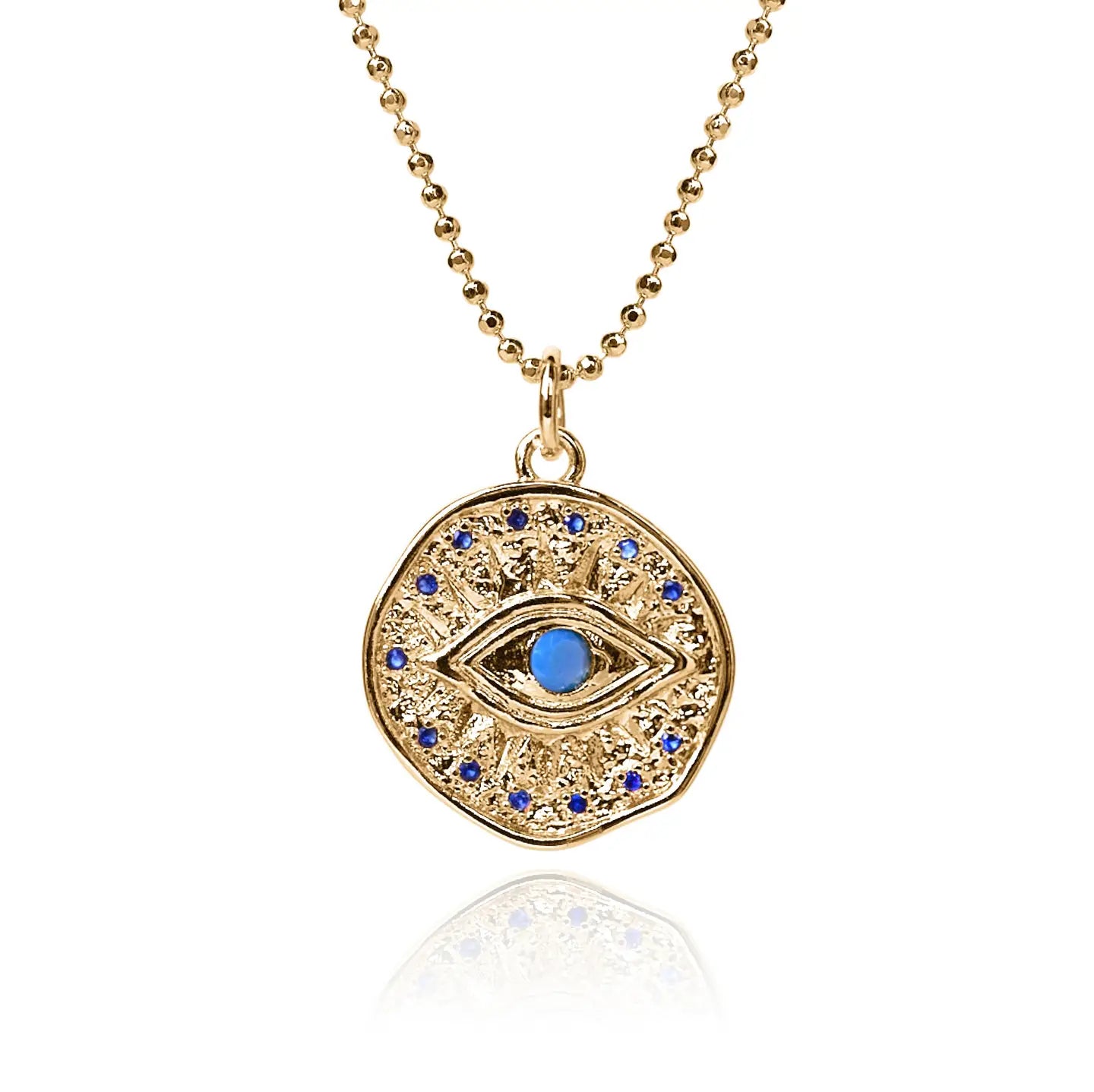 Turquoise Evil Eye Coin Necklace
