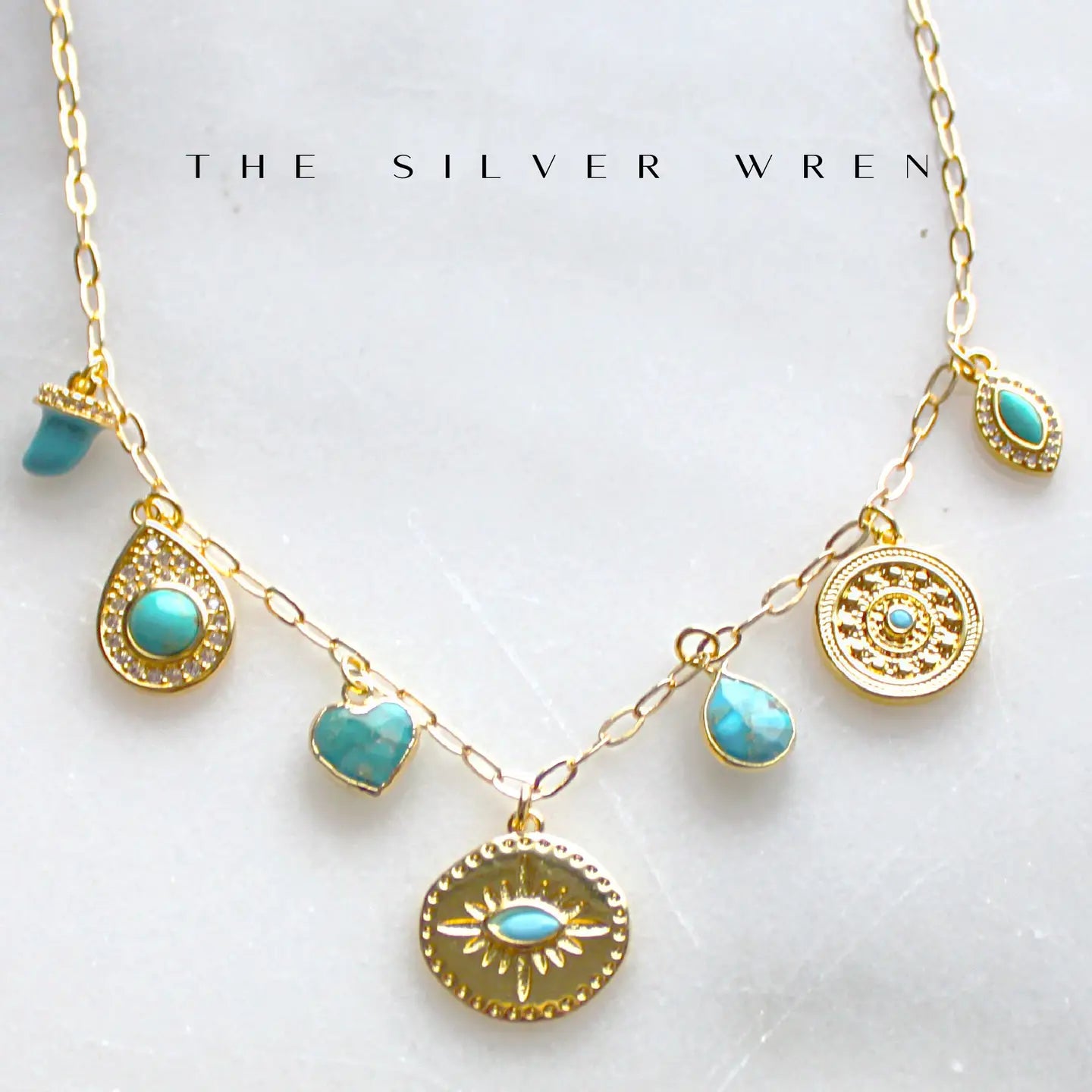Turquoise Multi Charm Necklace