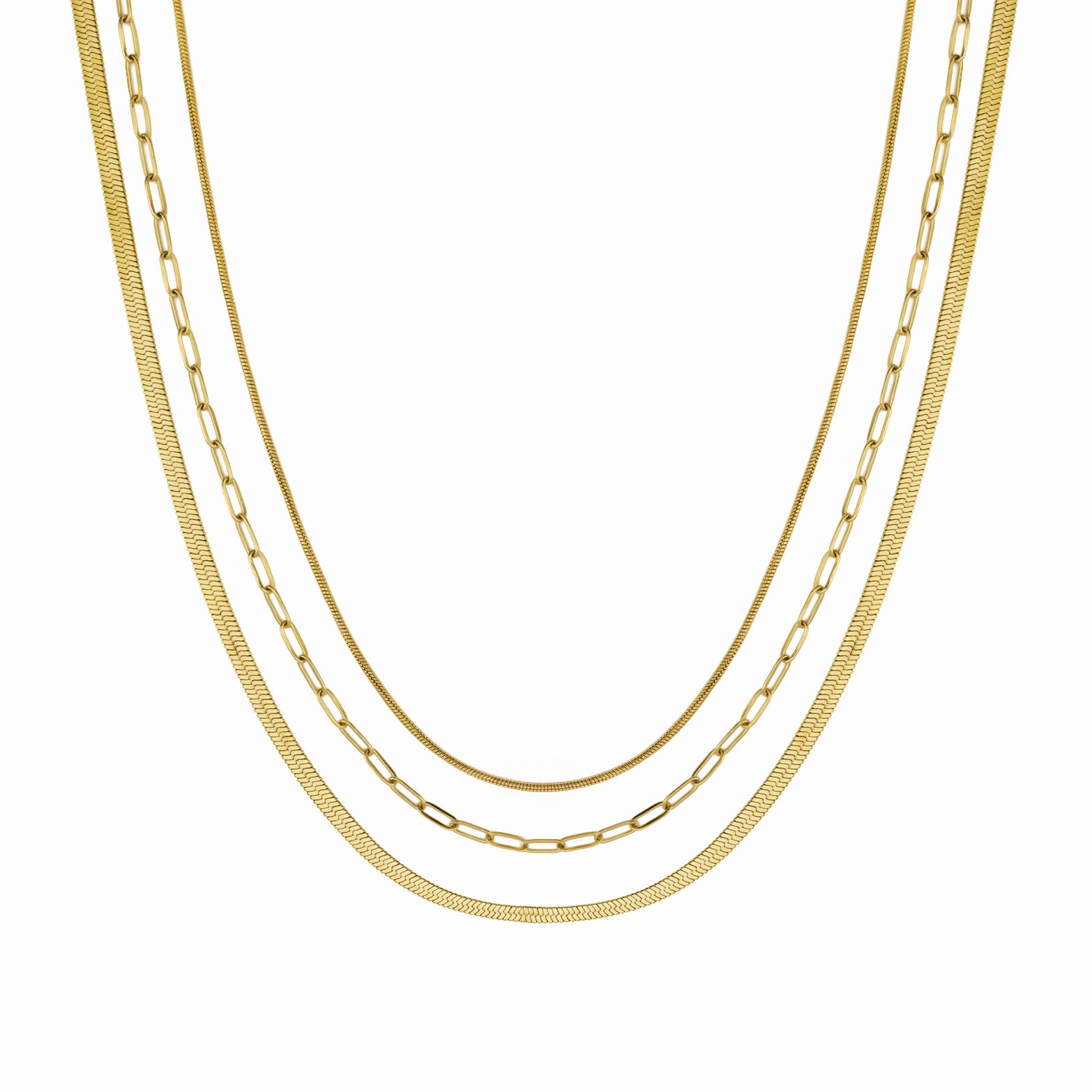 Waterproof Gold 3 in 1 Paperclip Necklace