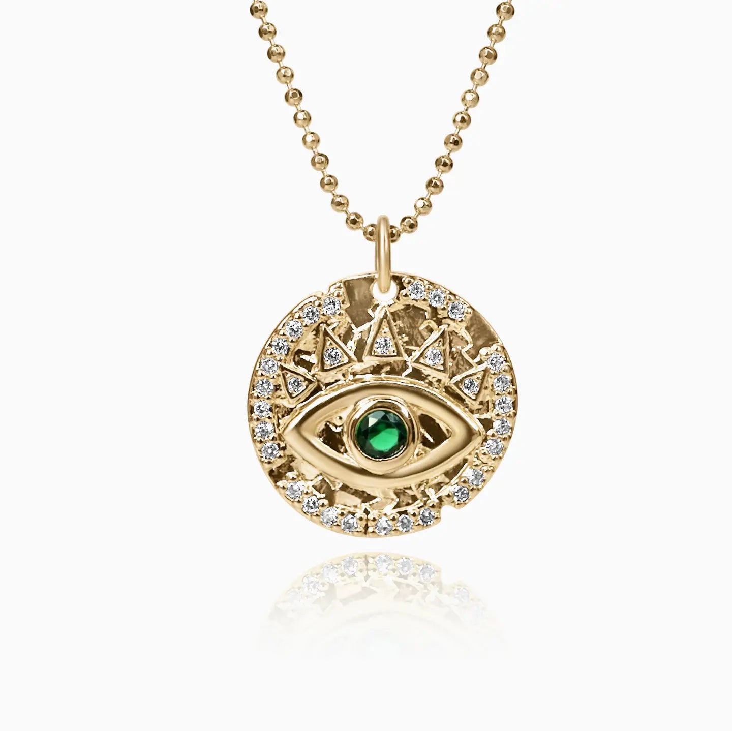 Emerald Evil Eye Coin Necklace