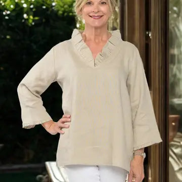 Charleston Ruffle Linen Top
