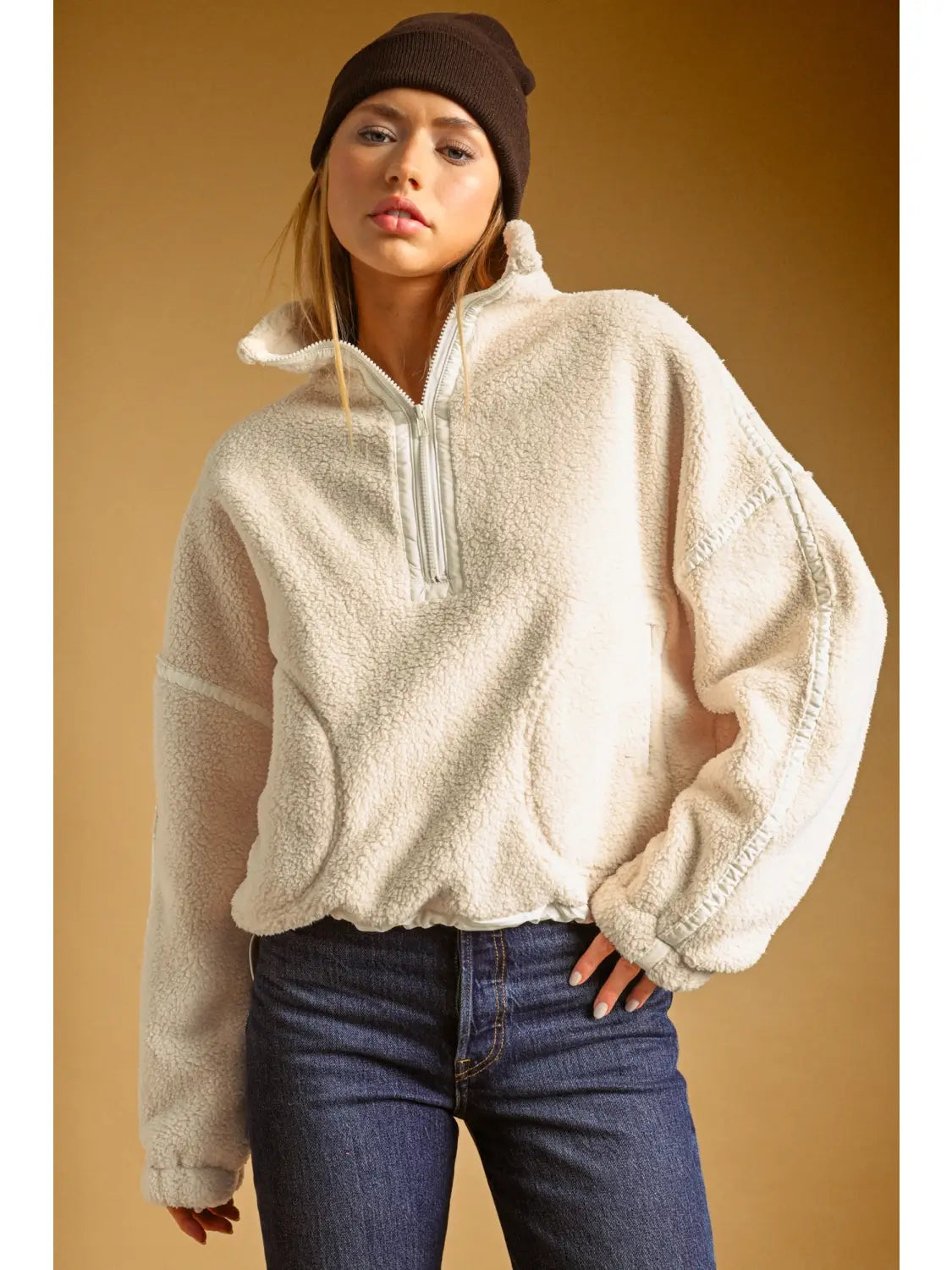 Half Zip Up Sherpa Pullover