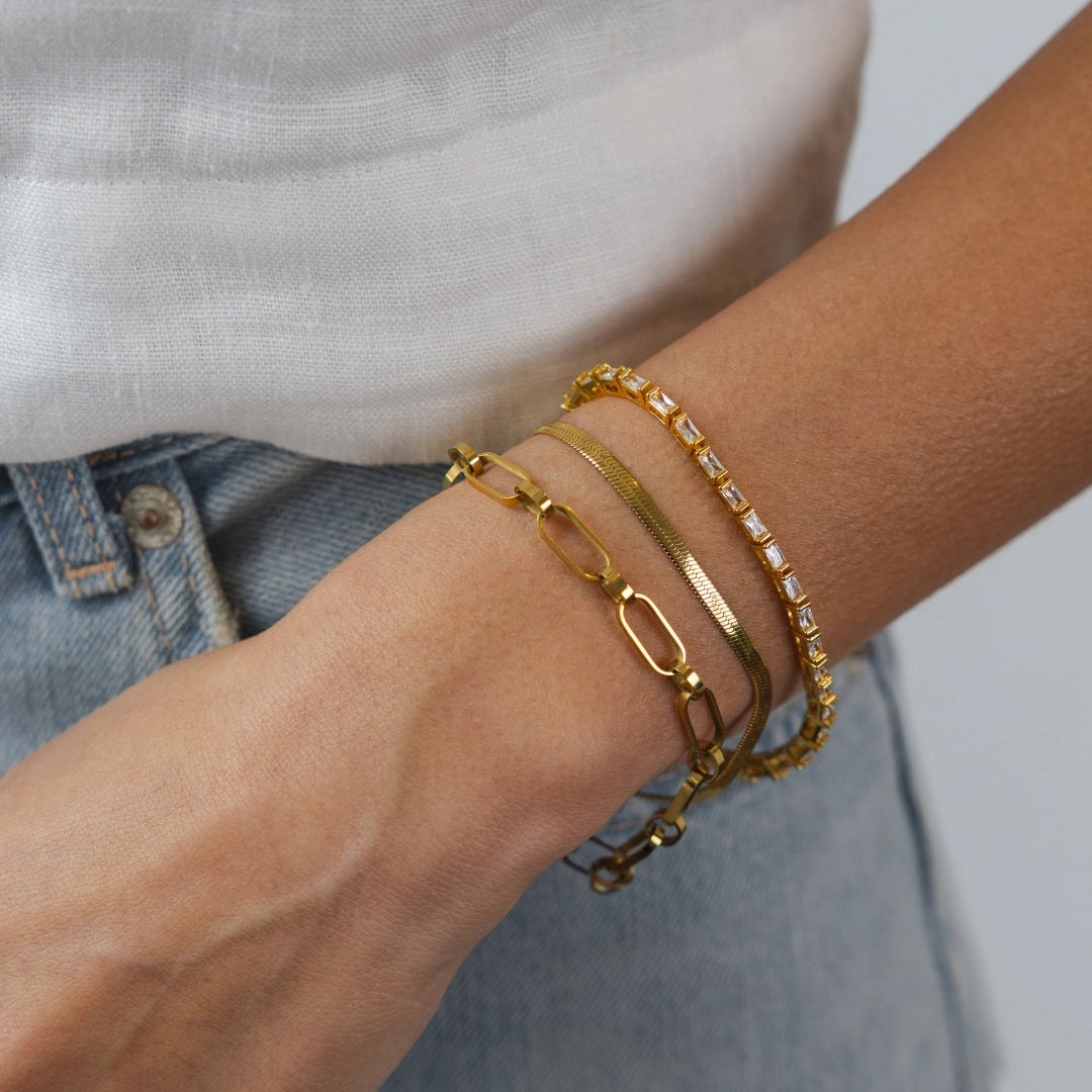 Waterproof Gold Oval Links Bracelet