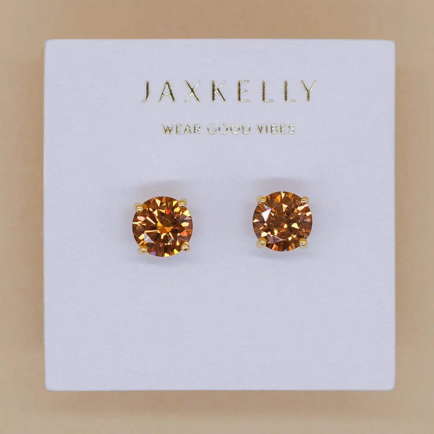 Round Cz  Gold Earrings
