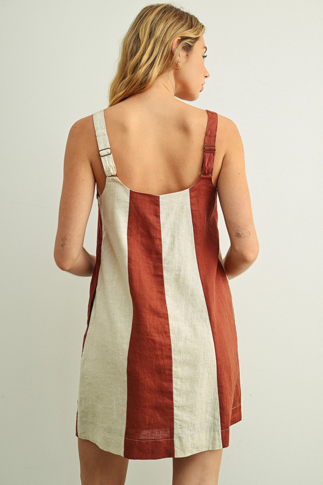 Color Block Linen Mini Dress