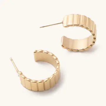 Dylan Ridged Gold Hoops