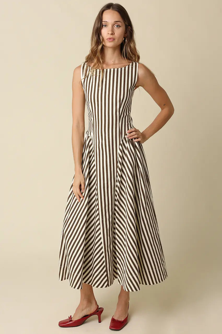 Cocoa Stripe Maxi Dress