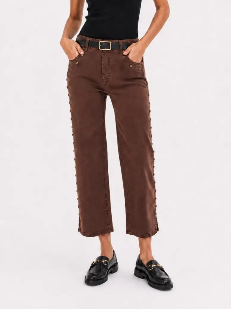 Addington Mid Rise Wide Leg Crop Sculpt+ Chocolate Brown Overdye