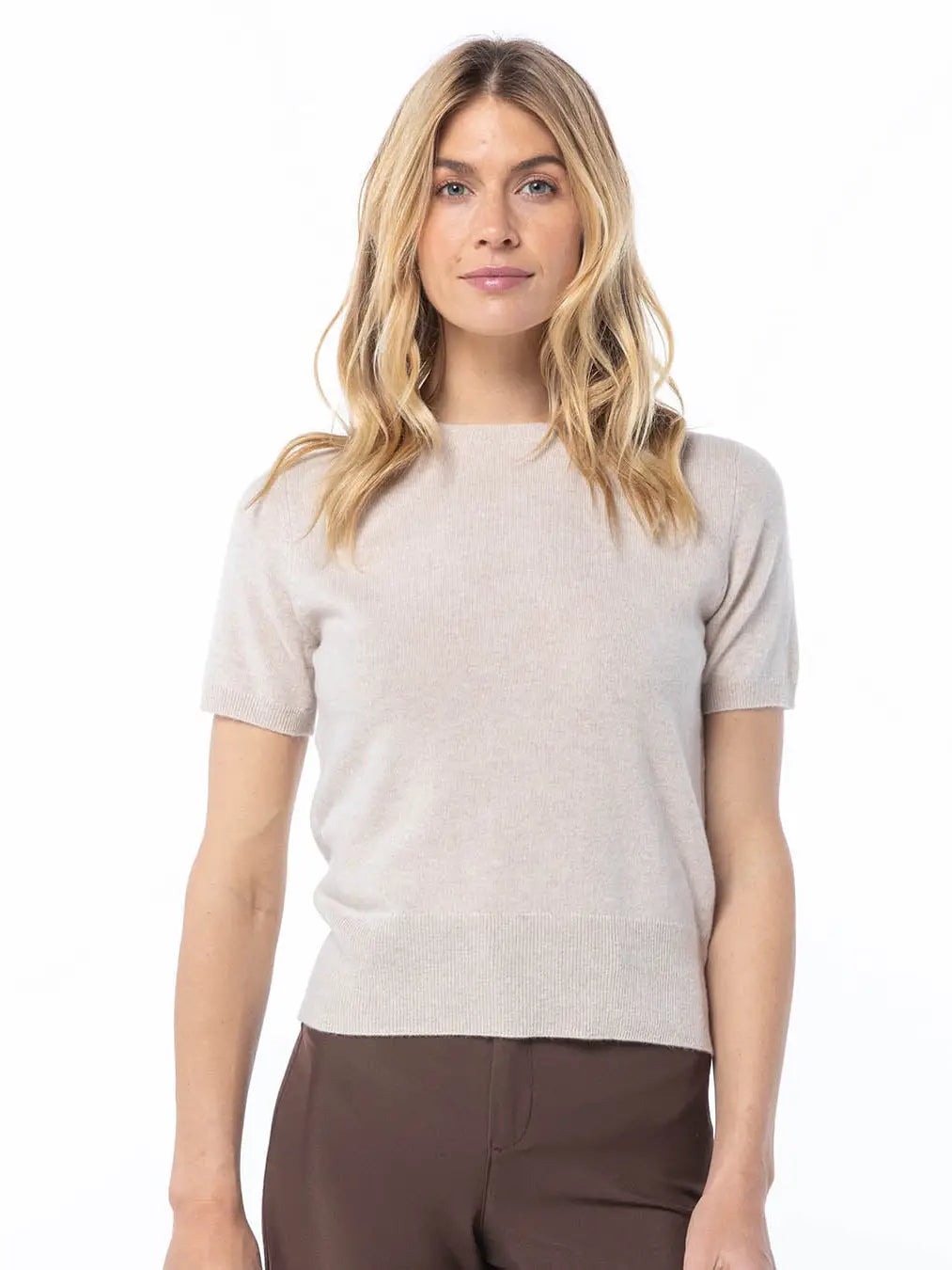 Short Sleeve Cashmere Crew