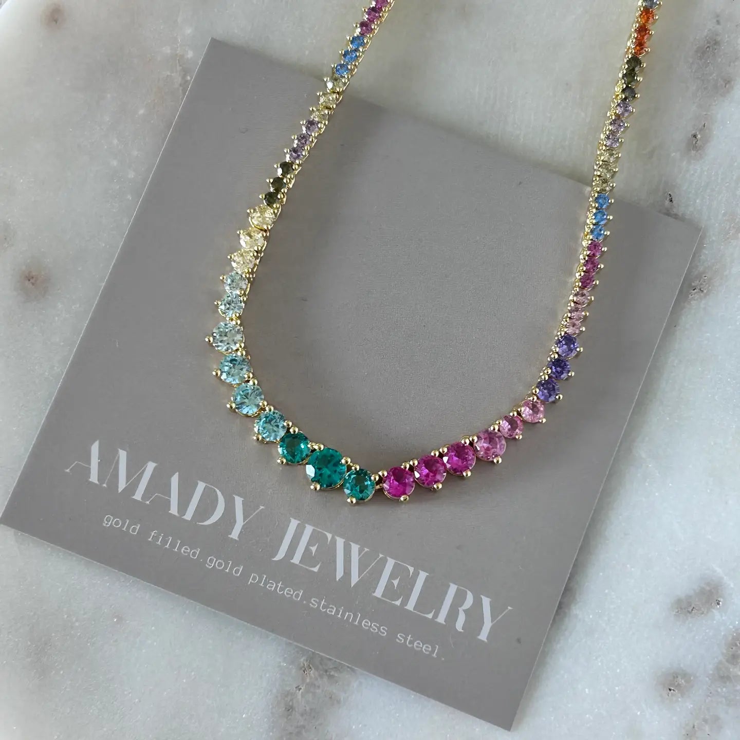 Rainbow Tennis Necklace