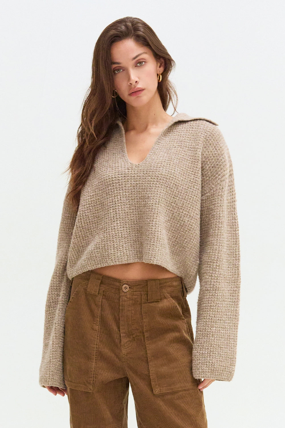 Carter Waffle Polo Sweater Knit Top