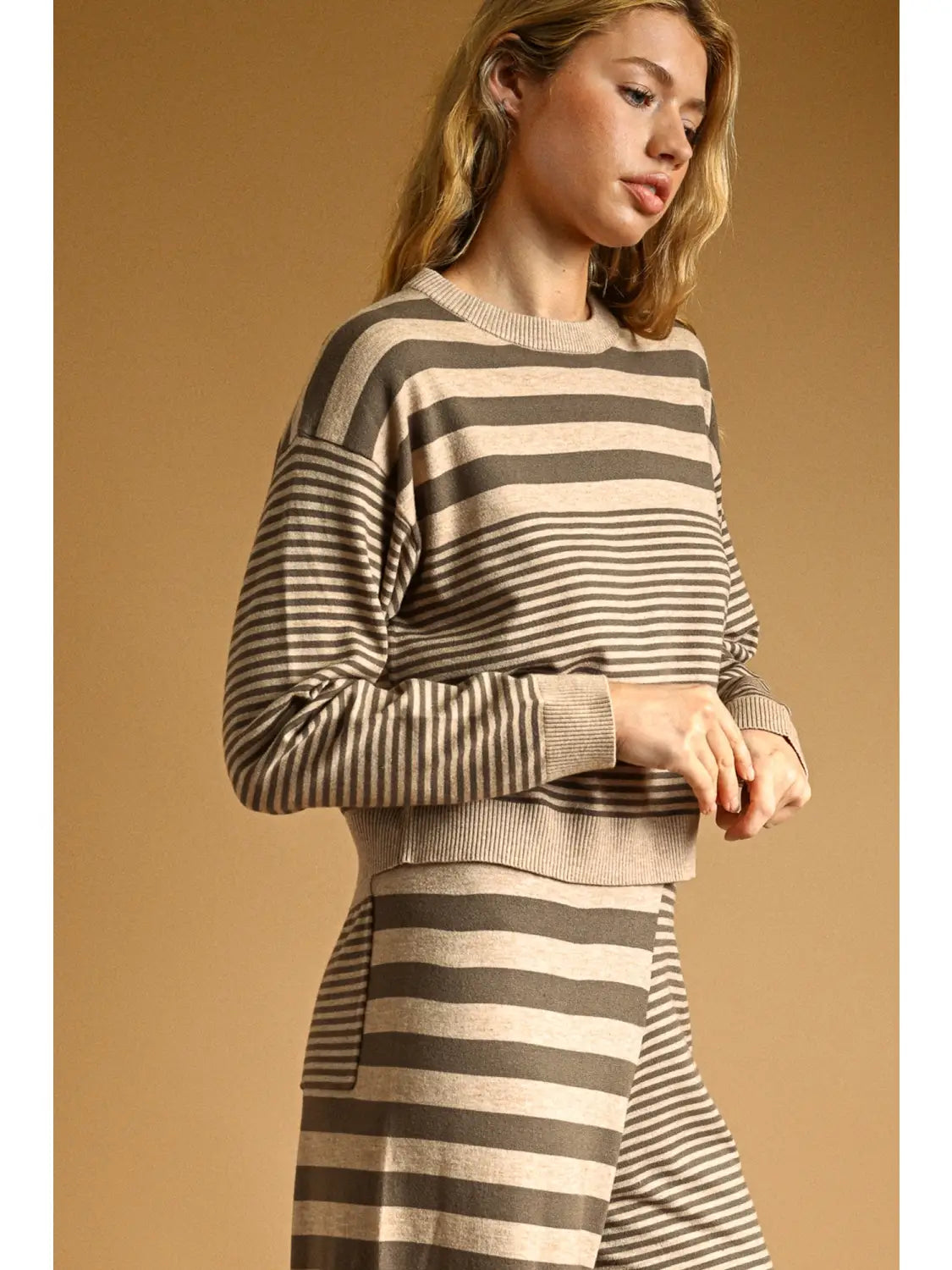 Multi Stripe Pattern Lounge Knit Top