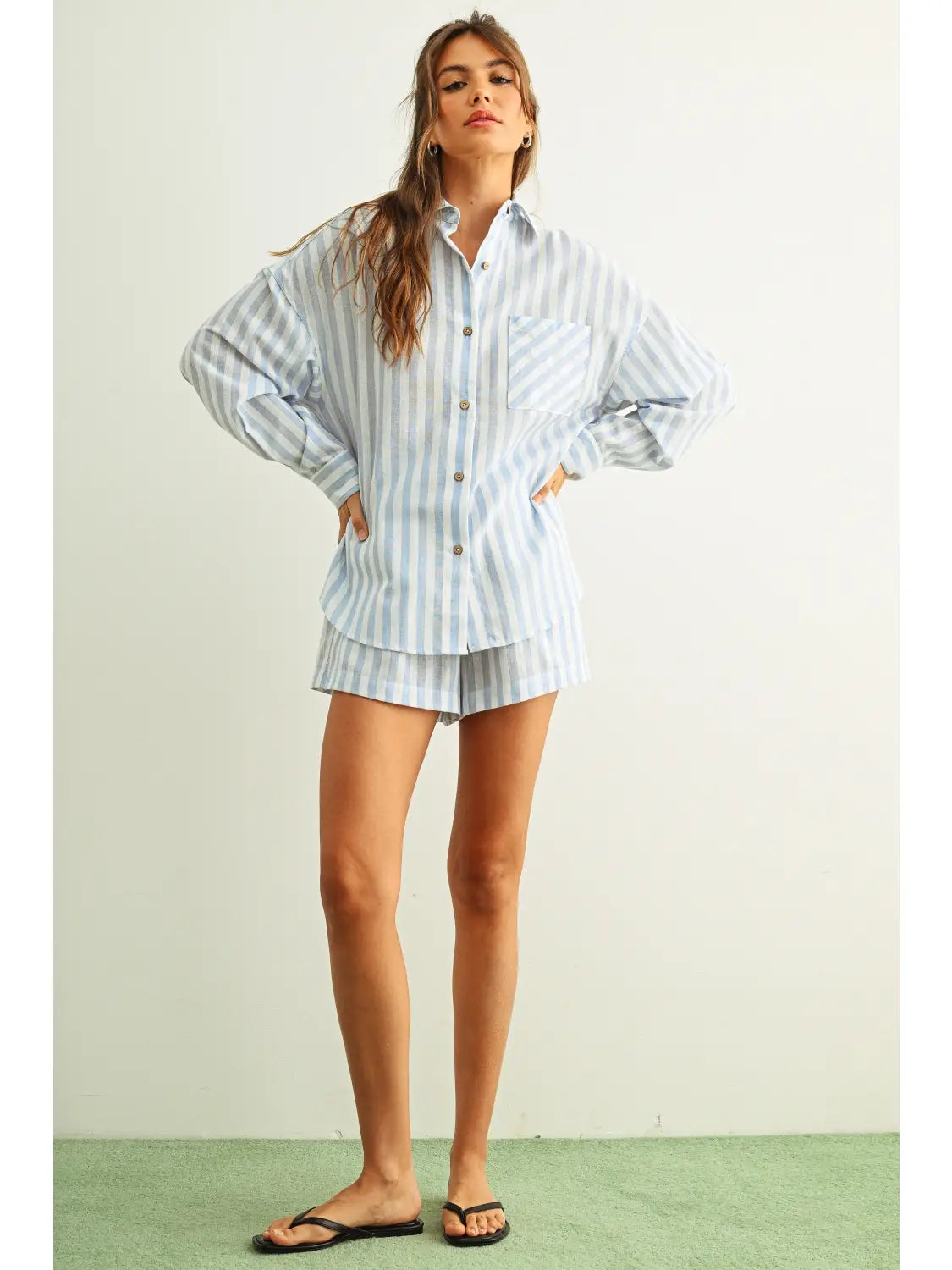 Striped Button Down Linen Shirts
