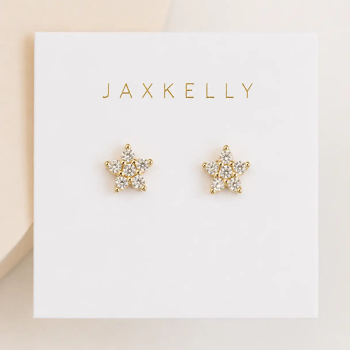 Pave Stud - Flower - Gold Earrings