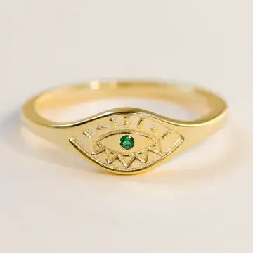 Emerald Evil Eye Ring