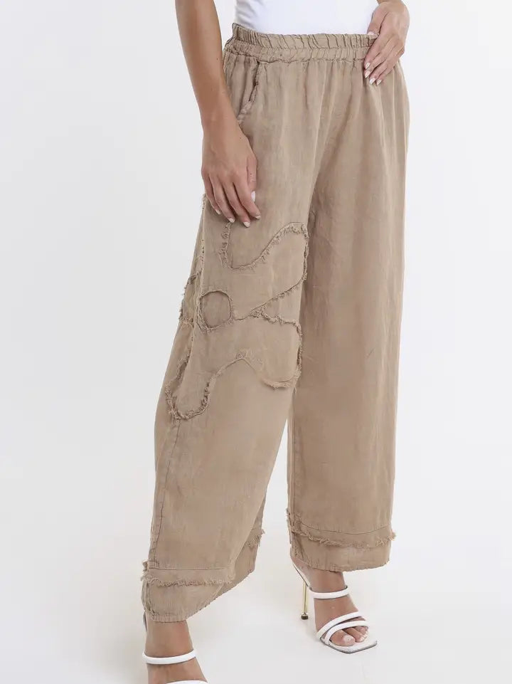 Flower Yvette Raw Edge Linen Pant