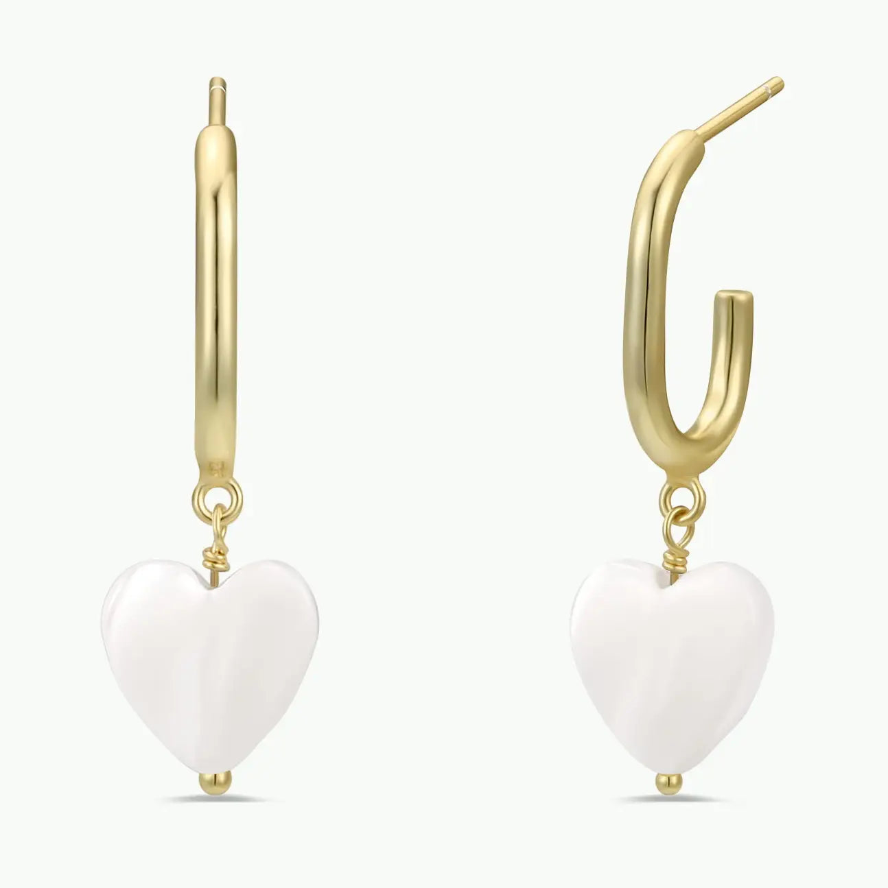 Heart Drop -Mother of Pearl - Gold Earrings