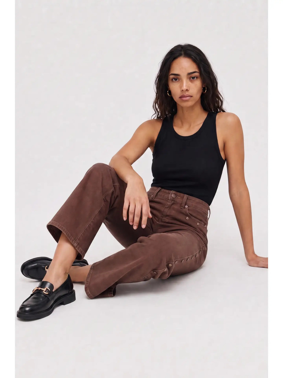 Addington Mid Rise Wide Leg Crop Sculpt+ Chocolate Brown Overdye