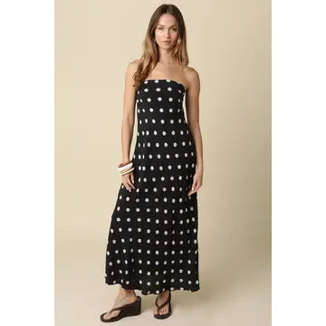 Patsy Strapless Polka Dot Maxi Dress