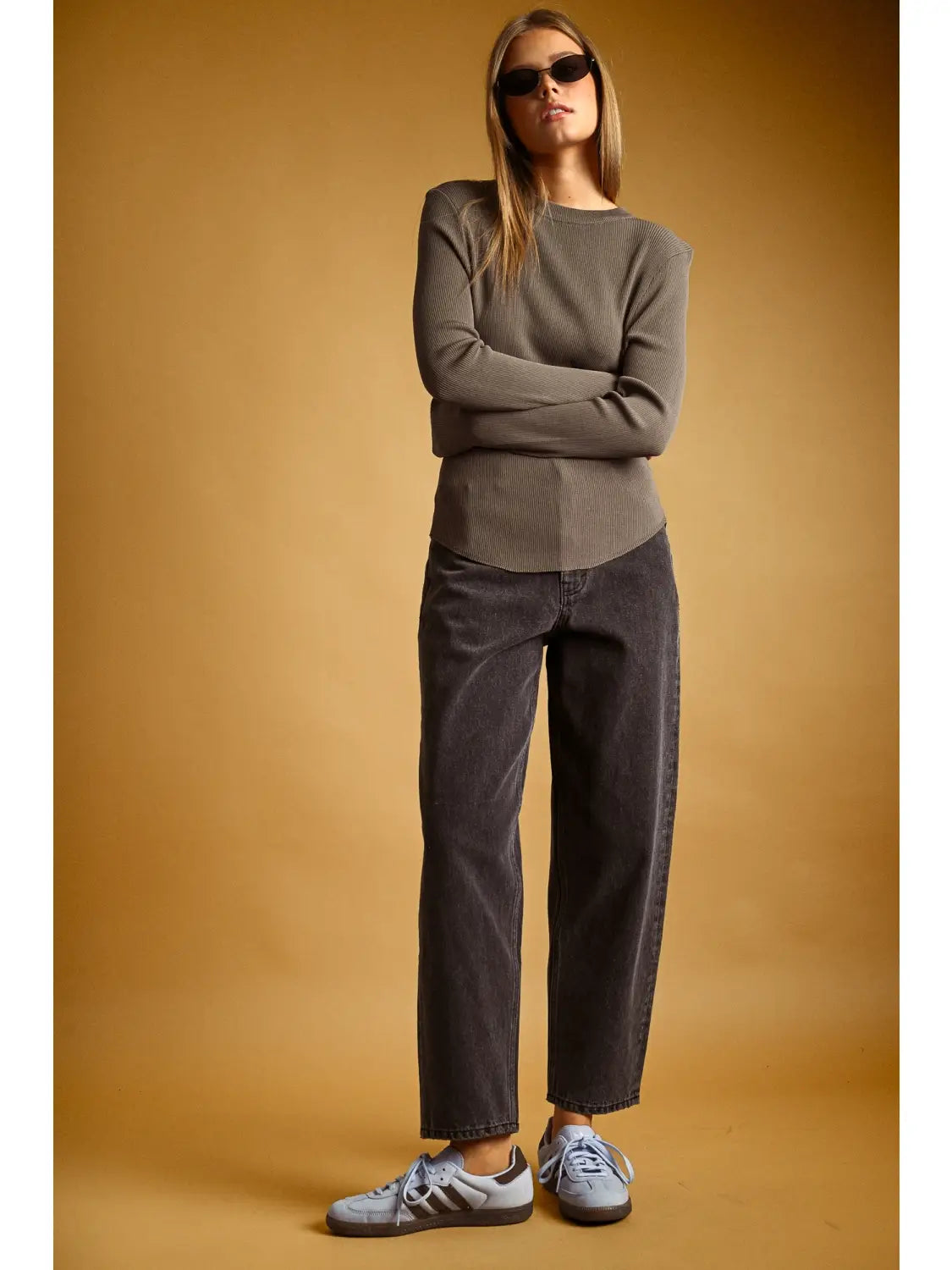 Ribbed Long Sleeve Basic Top