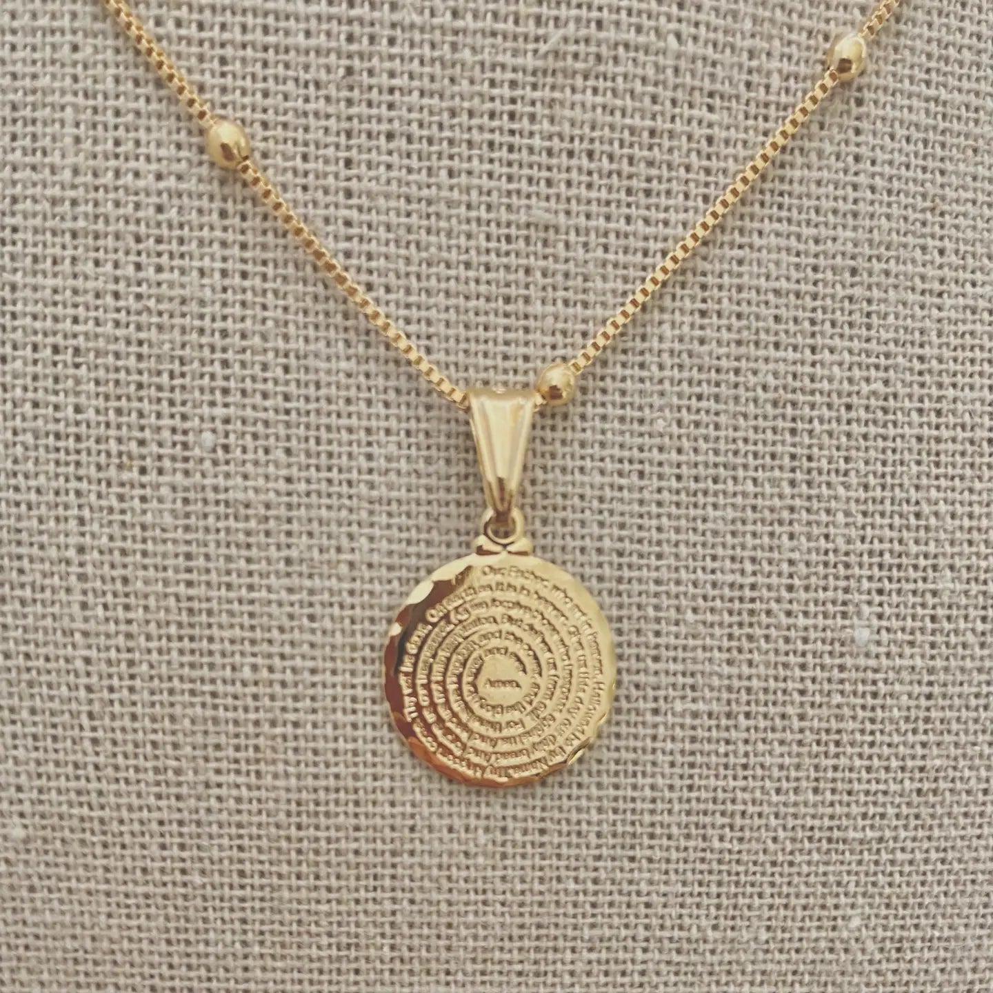 Our Father Prayer Coin Charm Necklace