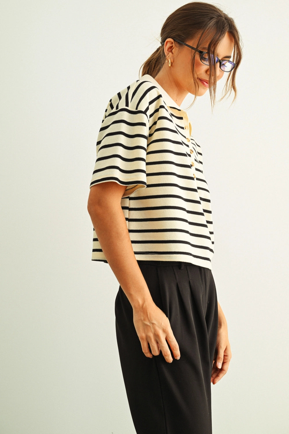 Stripe Pattern Short Sleeve Polo Shirts