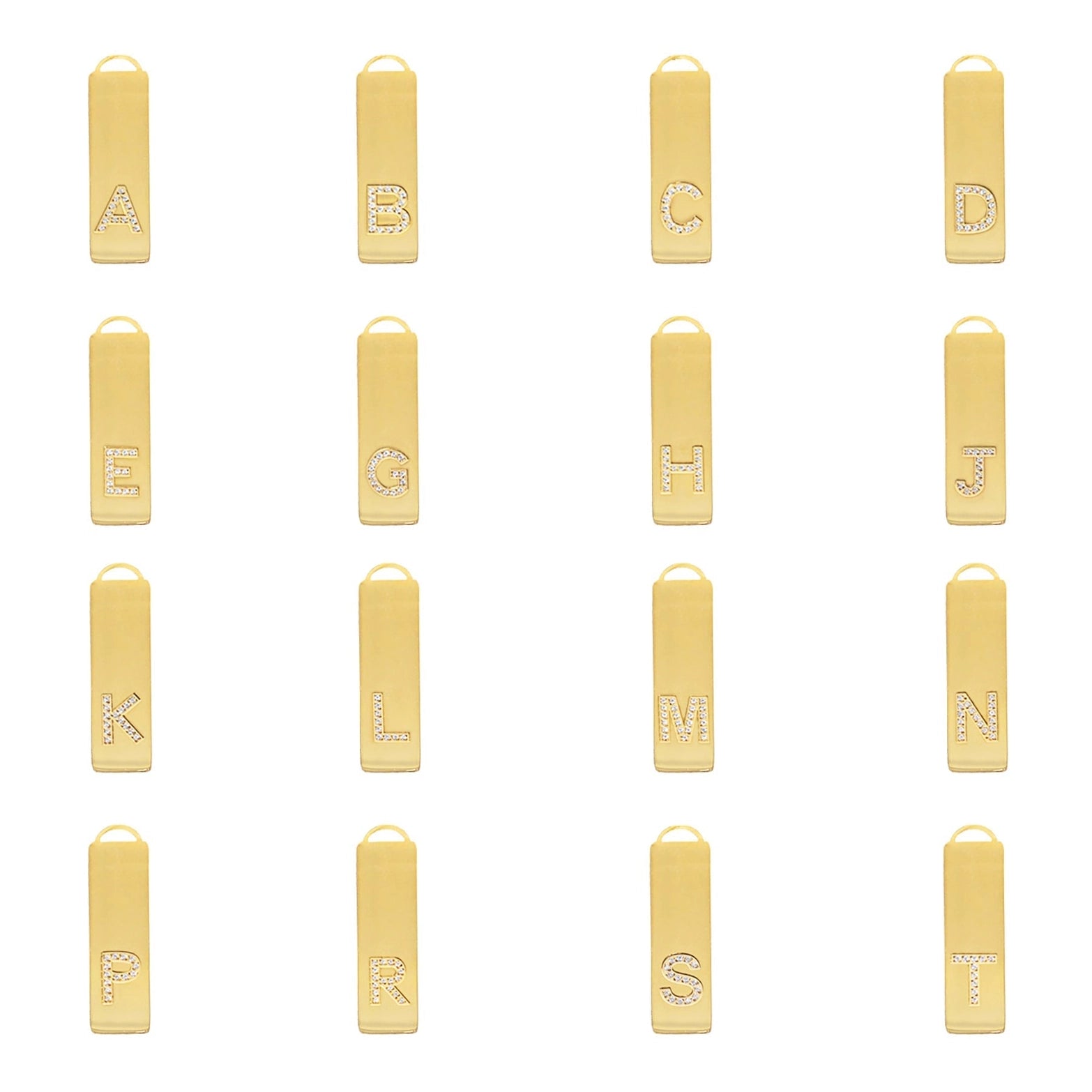 Waterproof Gold Initial Bar Pendant Necklace - L -