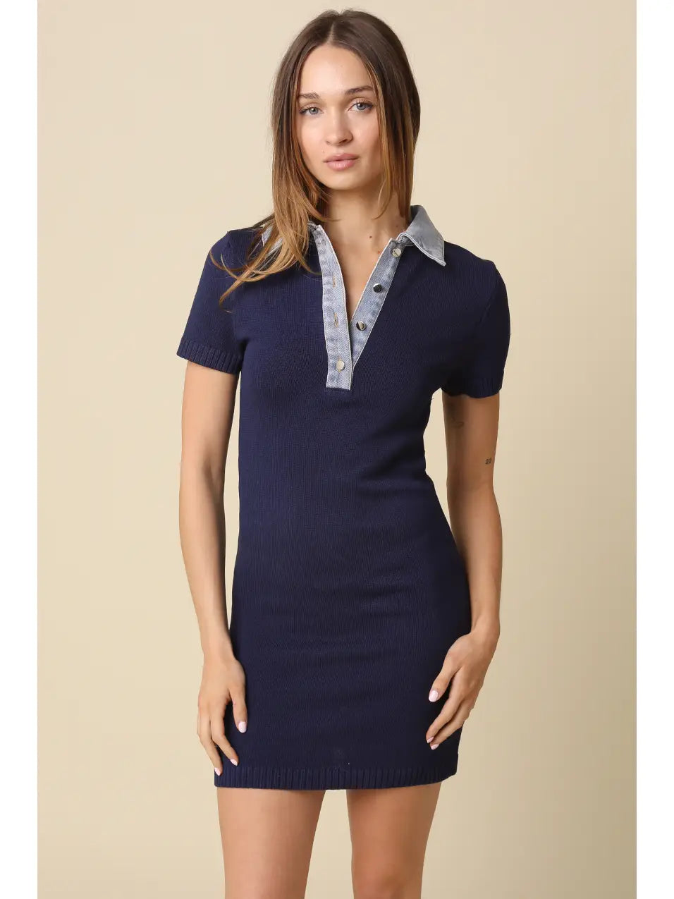 Bianca Collared Contrast Mini Dress