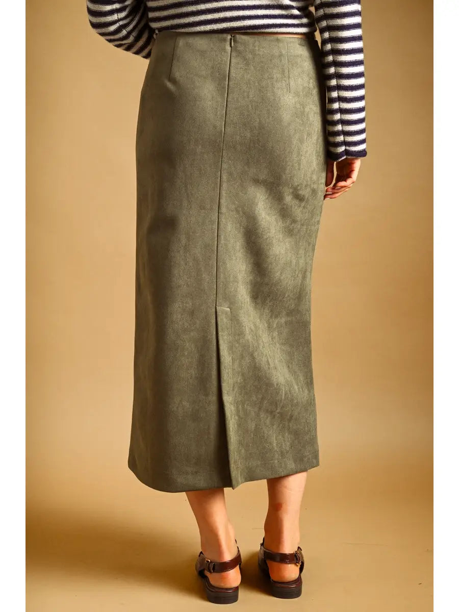 Suede Straight Skirt