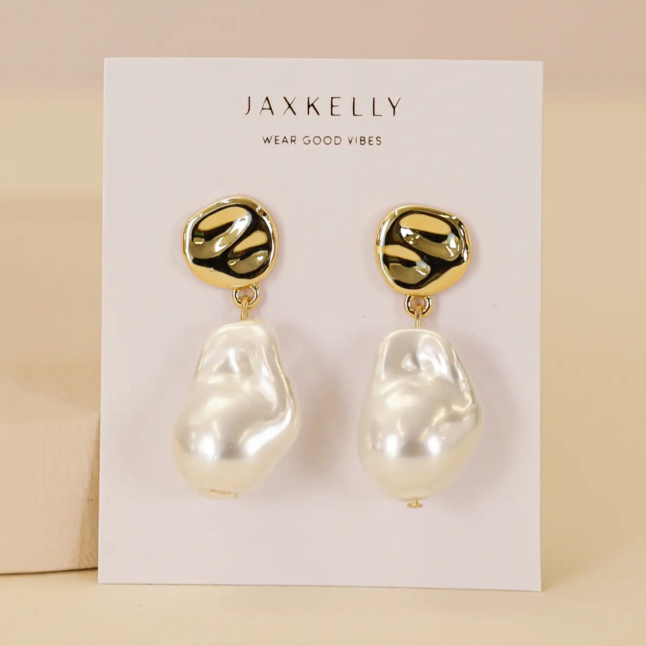 Abstract Pearl and Gold Drop Earrings