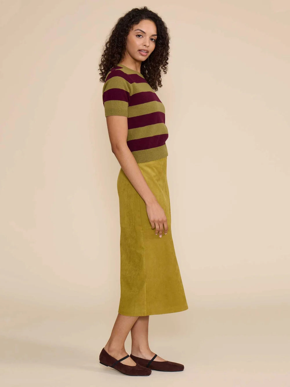 Lindsay Faux Suede Midi Skirt