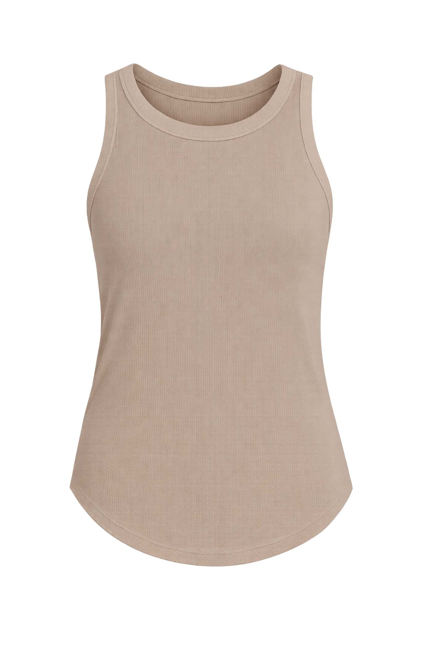 Round Hem Ribbed Tank Top