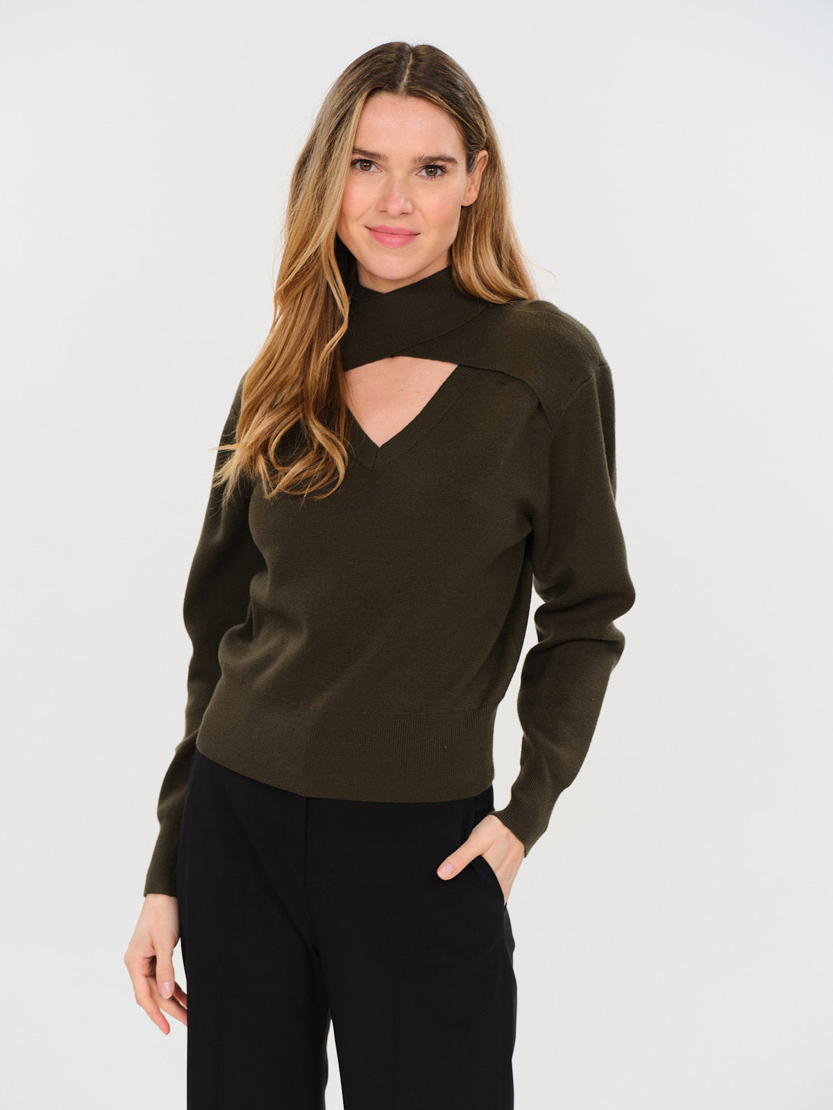 Taylor Criss Cross Key Hole Sweater