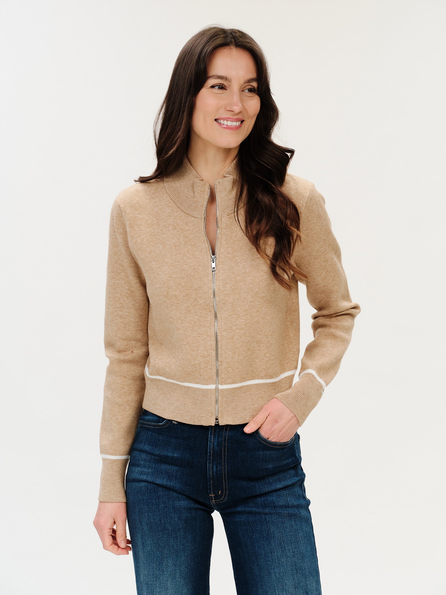 Solene Zip Up Sweater Top
