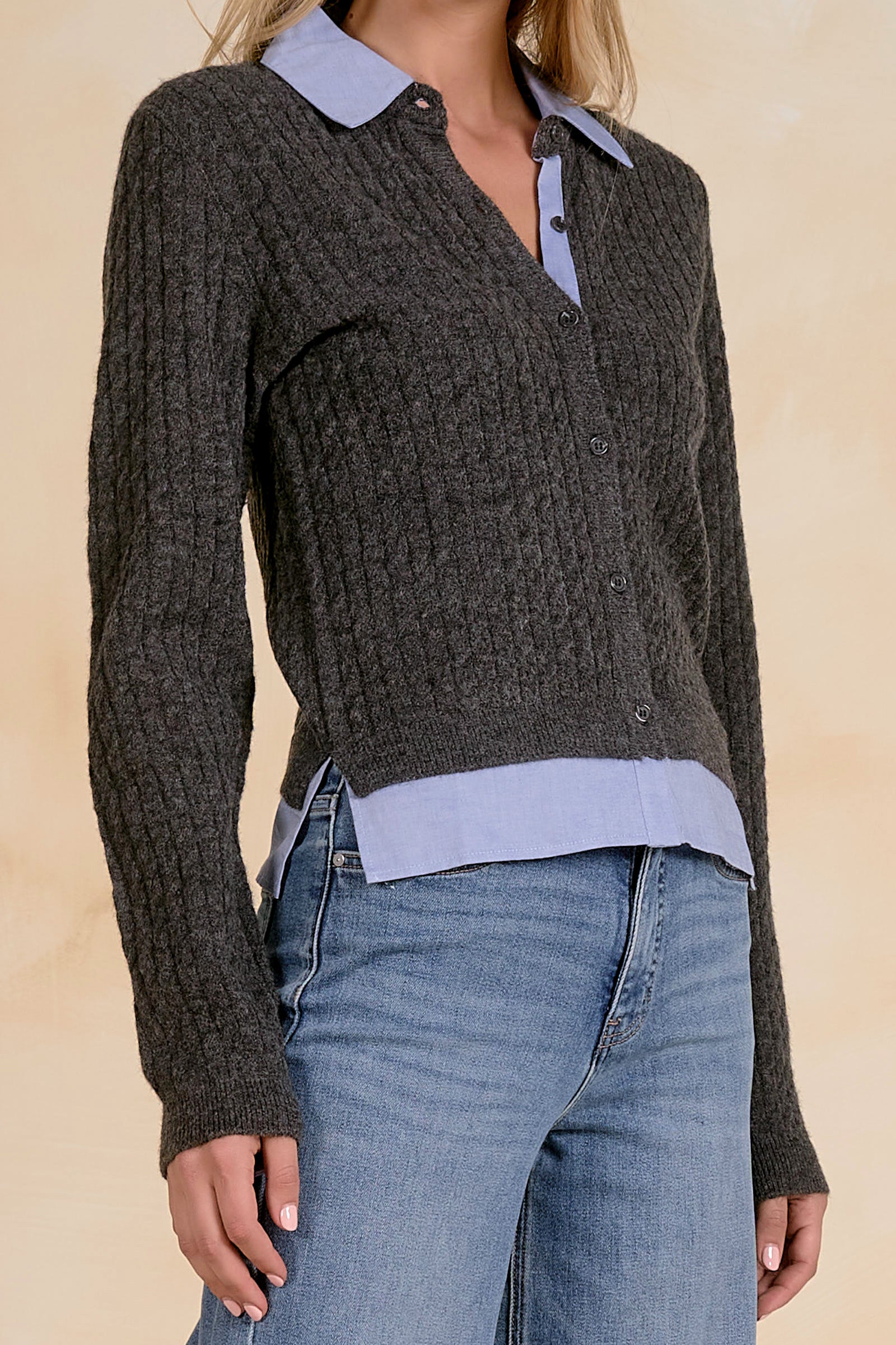 Collared Sweater Cardigan