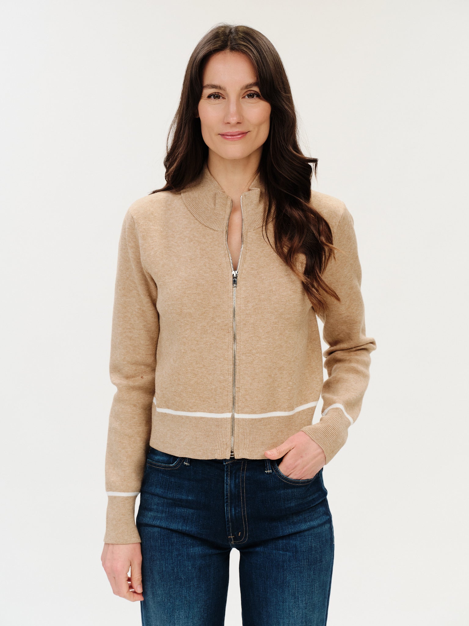 Solene Zip Up Sweater Top